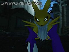 Renamon takes hard outdoor public railing