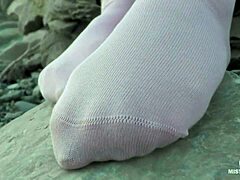 goddess teases cute socked feet up close in hot compilation