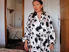 stepmom's frown turns fun in pov lingerie play