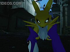 Renamon takes hard outdoor public railing