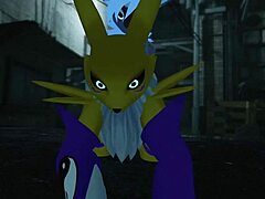 Renamon takes hard outdoor public railing