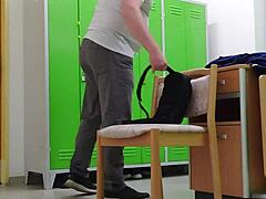 german office voyeur spies legs in socks stripping sexy tease