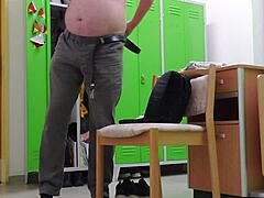 german office voyeur spies legs in socks stripping sexy tease