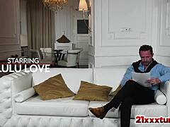 sexy tattooed blonde lulu love fucks david's cock doggystyle in heels for job