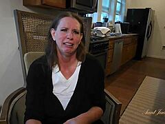 Mature Babe Spreads Big Tits on Desk for Intense Bedroom Action