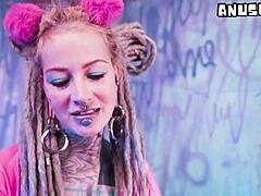 Tattooed slut toys her ass pussy deep dp atm solo