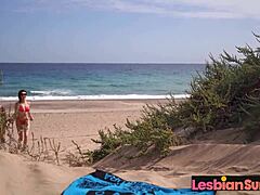 she tasted like summer! scissoring 69 moans on beach sand...