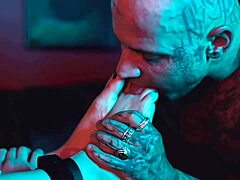 latina goddess chokes sub with feet while he worships wet pussy