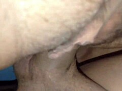 shaved tight pussy gets fucked hard until creampie orgasm in wet 1on1 amateur pounding