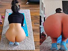 Curvy Milf Spreads Wet Asshole During Naked Yoga Workout