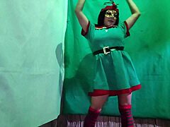 crazy latina christmas elf flashes lingerie begs for dirty cock insertion in vagina