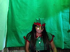 crazy latina christmas elf flashes lingerie begs for dirty cock insertion in vagina