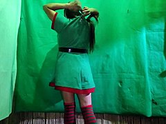 crazy latina christmas elf flashes lingerie begs for dirty cock insertion in vagina