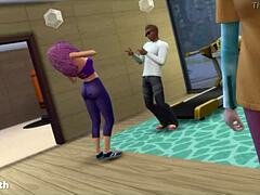 interracial cuckold wife sweats through gym workout