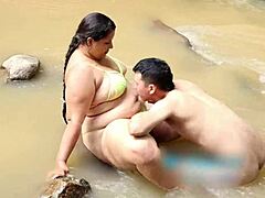 Colombian mommy deepthroats hijastro's huge cock on beach then doggystyle cumshot facial