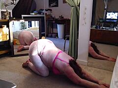 dawnskye1962 stretches her huge curvy ass and tits in morning sexercise light 💪🍑✨