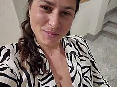 stepmom's wild elevator blowjob cum swallow adventure 👅💦