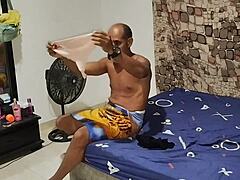 neighbor visit ends in bent over doggystyle pounding while wife works