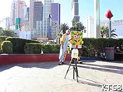 ladyboy bends for deep anal pounding