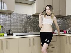 i cant believe bros friend rough anal fucks stepsis in kitchen so lucky