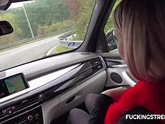 blonde repays her street savior with public outdoor fun