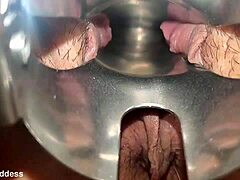 I spread wide for speculum stretching my pussy close up