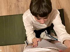 PETITE 18+ GIRL GAGS ON HUGE COCK IN FIRST TIME SUCK SESSION!