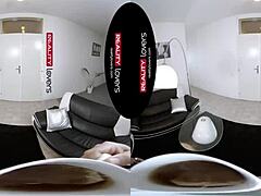 public survey spins into brunette threesome anal licking outdoors