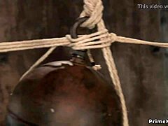 two slaves bound tight WHIPPED on columns begging