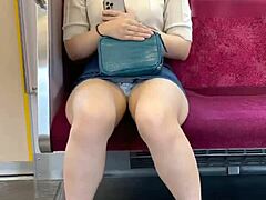 chinese skirt lifts reveal panties on crowded train