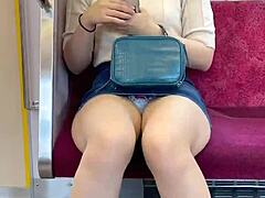 chinese skirt lifts reveal panties on crowded train
