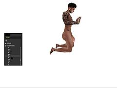 black cartoon man standing squatting lying hardcore