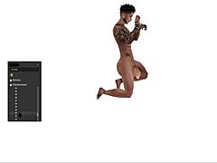 black cartoon man standing squatting lying hardcore