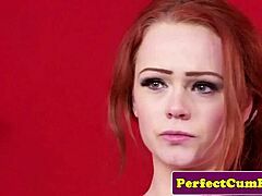 ginger uk stunner in heels stockings blows cock to facial jizz pov