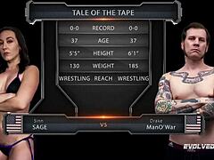 sinn sage wrestles nude guy then gets fingered fucked hardcore rough