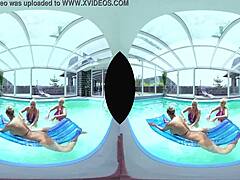 czech big tits blonde foursome anal licking by the pool pov