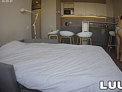 luuv alice and lucien crossdressing flashing tits in kitchen