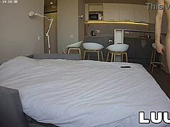 luuv alice and lucien crossdressing flashing tits in kitchen