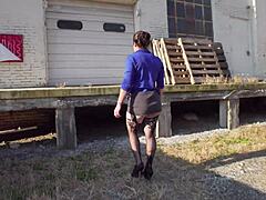Milf Teases Hidden Assets at Loading Docks Warehouse