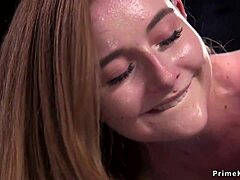 solo brunette bends over DOGGY on sybian machine squirting hard