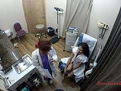 Angel Santana spreads for first backstage gyno exam