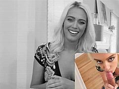 Blonde babe tricked into showing natural big tits reality style