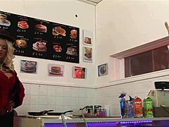 Blonde milf gangbanged rough at diner pussy soaked 4k