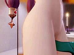 Mona Toys Her Long Hair Pussy with Slime Dildo in Bathroom Solo Session