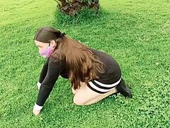 exhibitionist colombian cuñada slut shows off her tangas and wet concha in the park to tease me part 1 full on red