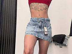 barely legal sweetierjasmin strips in store cabin 😏🛍️👙 clothes get ripped wild!