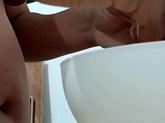 Chubby Wife Flashes Tits Voyeur While Cooking Kitchen