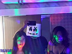 Rich african couple tempts tight chinese nanny into wild pussy play