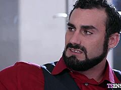 Skinny Shemale's Tight Ass Pounded by Stepson's Hard Cock Anal