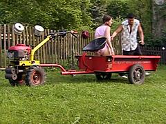 gigantic tits bouncin wild on mature slut outdoors!!